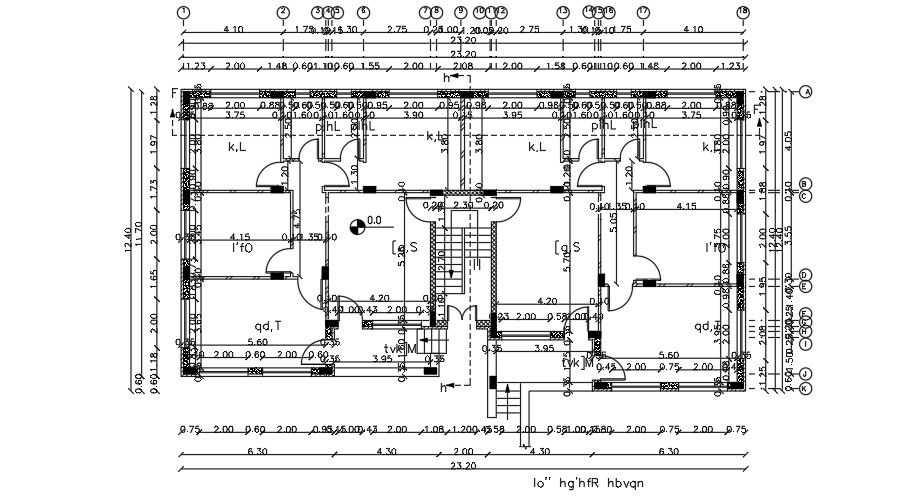 23x12m first floor house plan AutoCAD drawing