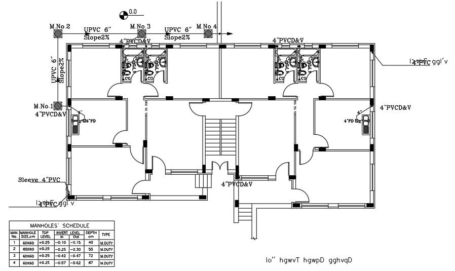 23x12m first floor manhole outlet connection drawing
