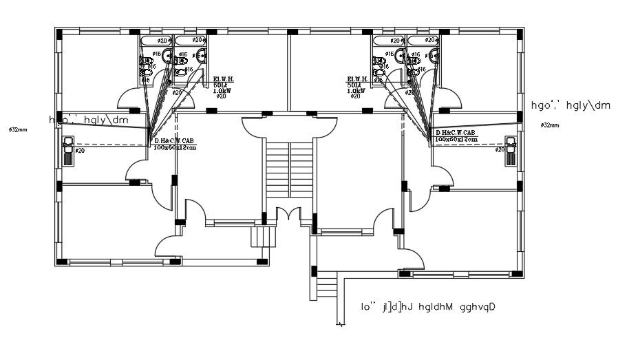 23x12m first floor plumbing drawing