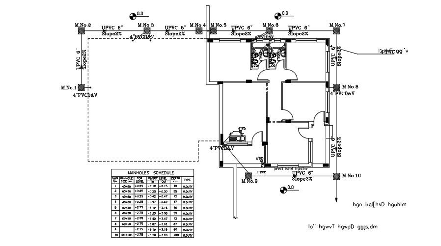 23x12m ground floor manhole outlet connection drawing