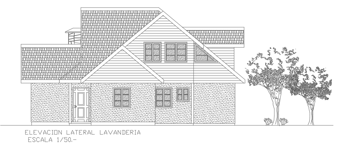23x12m house building right side elevation 2d drawing