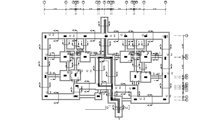 23x12m house plan foundation layout drawing