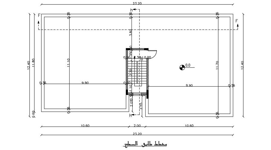 23x12m house plan roof layout AutoCAD drawing