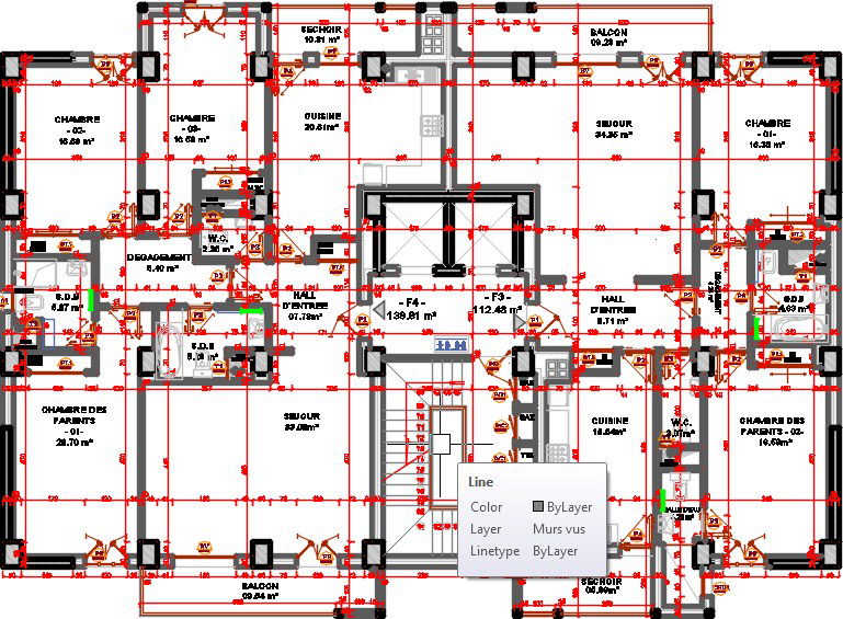 23x15m 9th floor apartment house plan CAD drawing