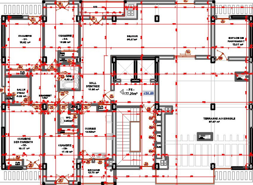 23x15m apartment home plan CAD drawing is given in this file