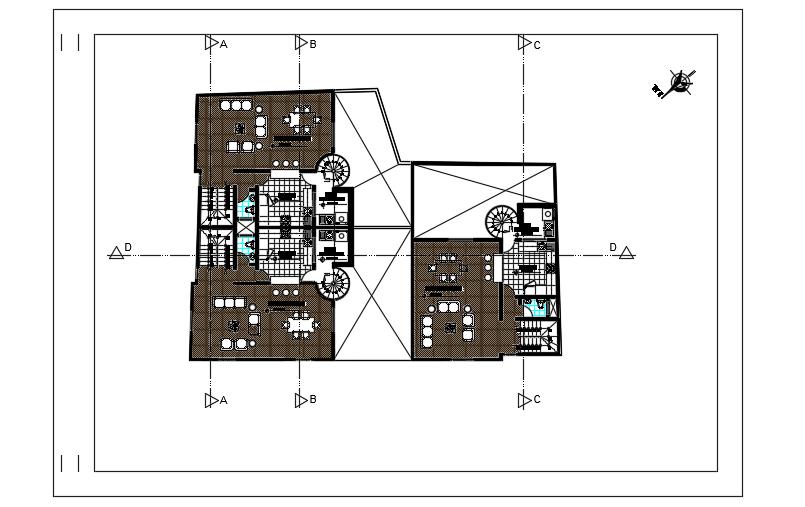 23x16m architecture triple duplex first floor house plan Auto CAD drawing