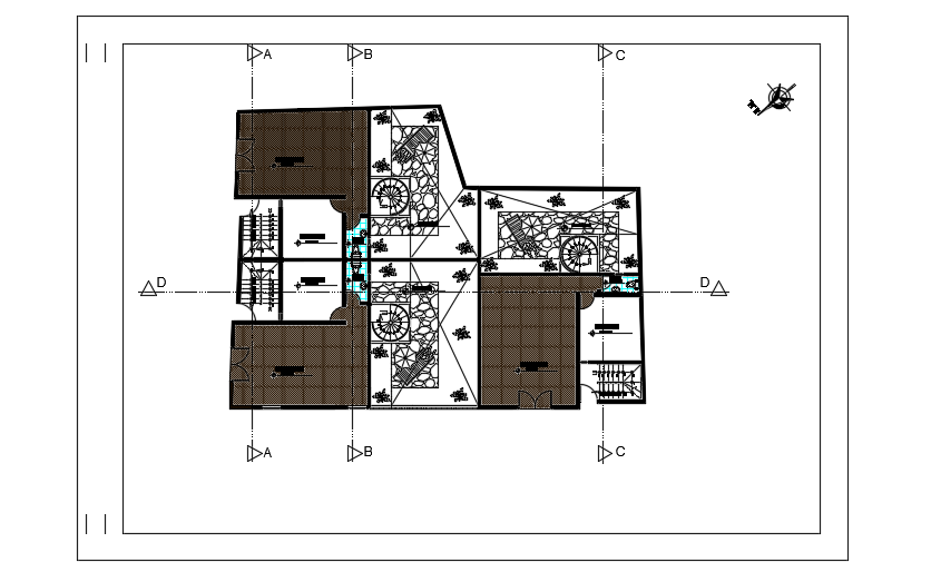 23x16m architecture triple duplex ground floor house plan Auto CAD drawing