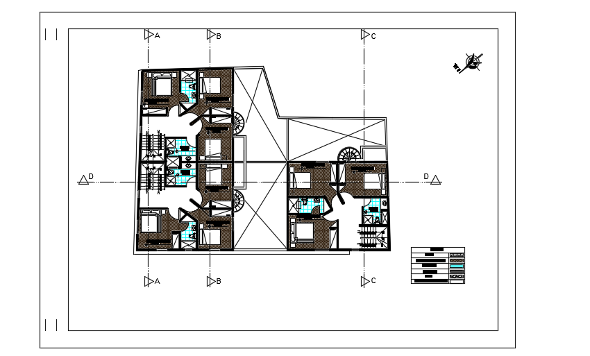 23x16m architecture triple duplex second floor house plan Auto CAD drawing