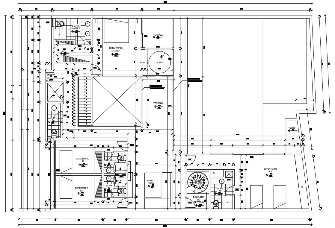 23x16m first floor house plan is given in this Autocad drawing file. Download now.