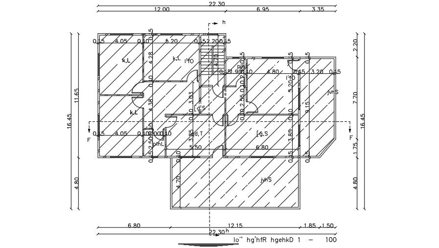 23x17 Meter First Floor Plan AutoCAD File