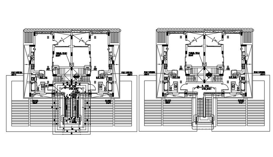 23x18m second floor house plan HVAC layout drawing