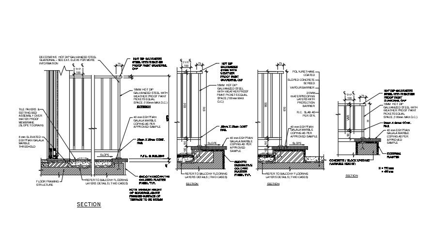 2400mm height of the door section AutoCAD drawing