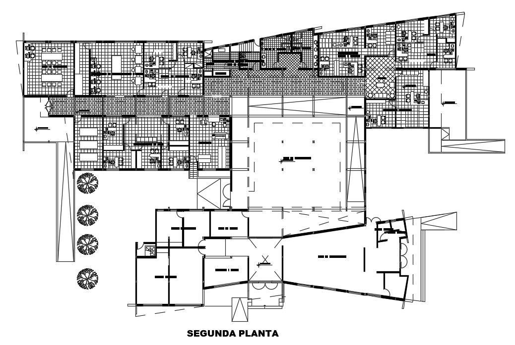 240x58m architecture college second floor plan is given in this Autocad drawing file.Download the Autocad model.