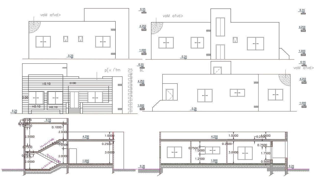 244 Square Yard House Building Design DWG File
