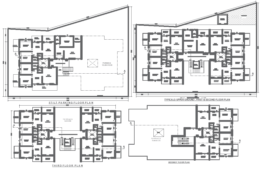 24.59mx10.72m Multi-Level Residential Plan in DWG Format