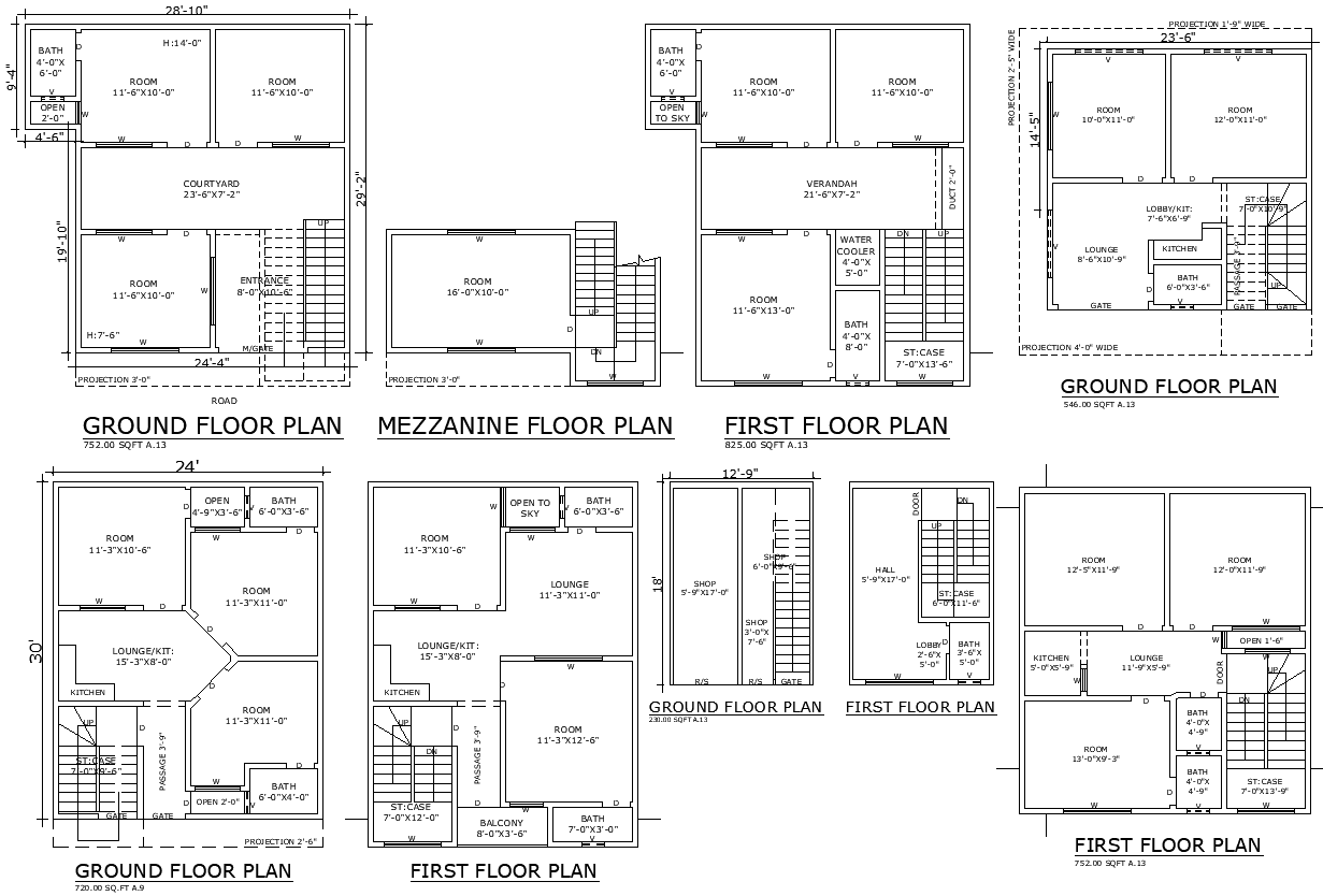 24FTx30FT Ground Floor AutoCAD Design for 3BHK Home