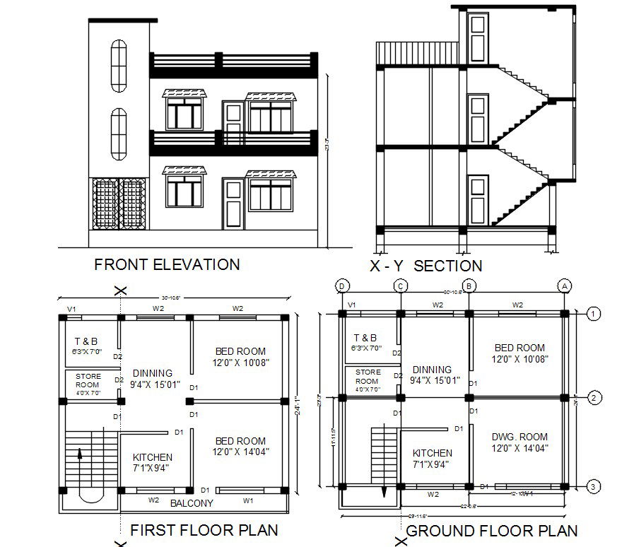 24' X 30' South Facing House Plan AutoCAD File