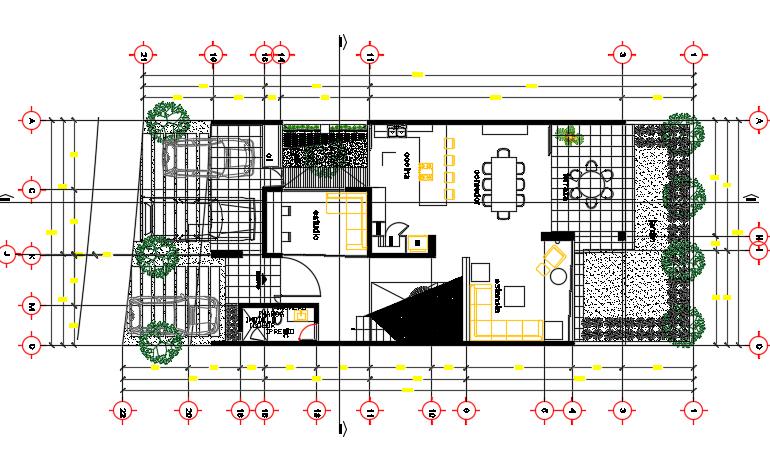24x10m architecture two story ground floor house plan cad drawing