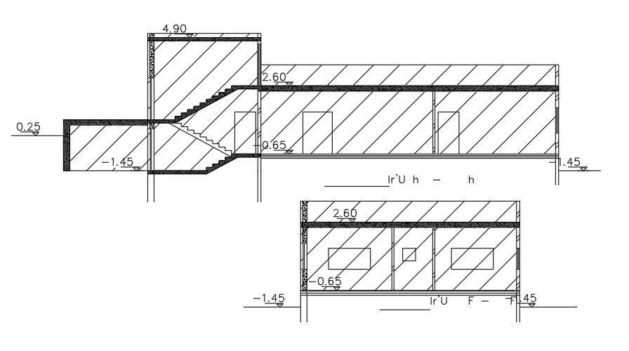 24x12 Meter 3 BHK Section Drawing File