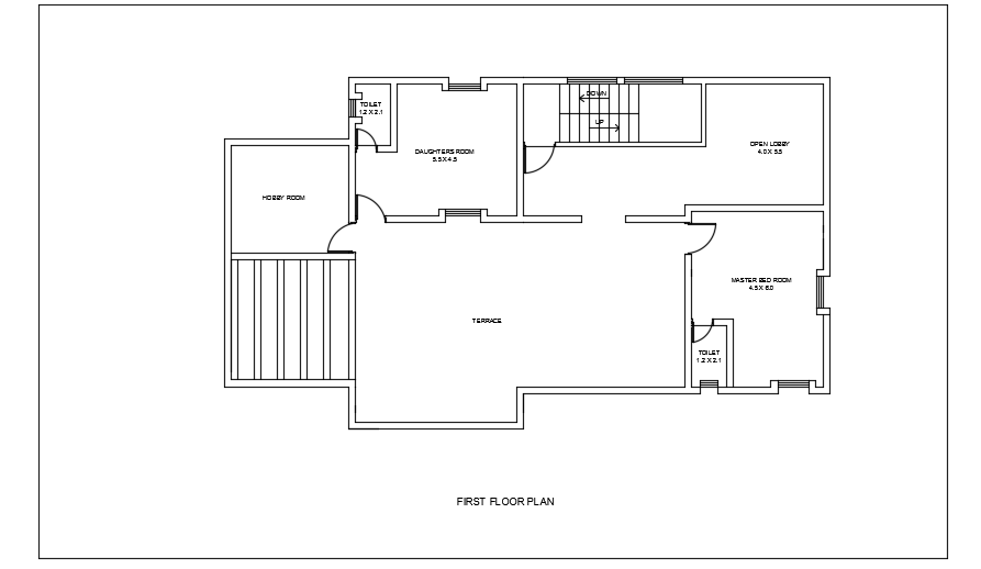 24x12m architecture first floor villa plan is given in this cad file