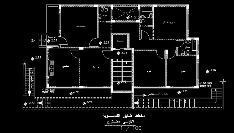 24x12m first floor house plan AutoCAD drawing is given in this file