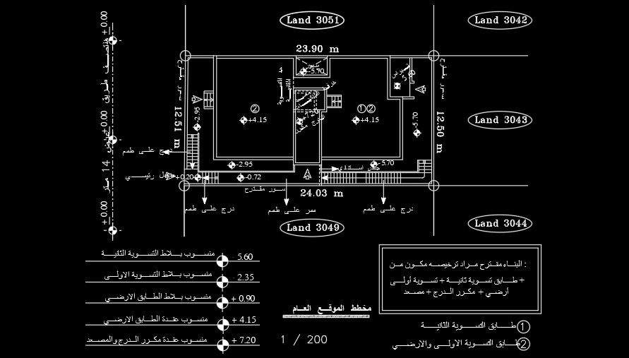 24x12m residential site layout AutoCAD drawing is given in this file