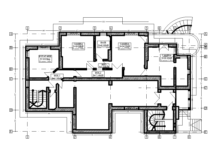 24x13m apartment plan has been given in this Autocad drawing. Download now.