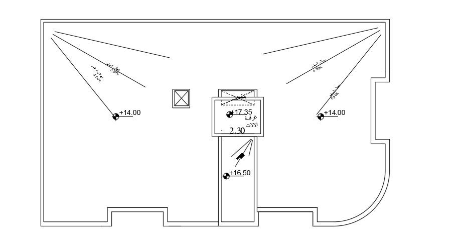 24x14 Meter 3 BHK Apartment Slope Plan CAD Layout