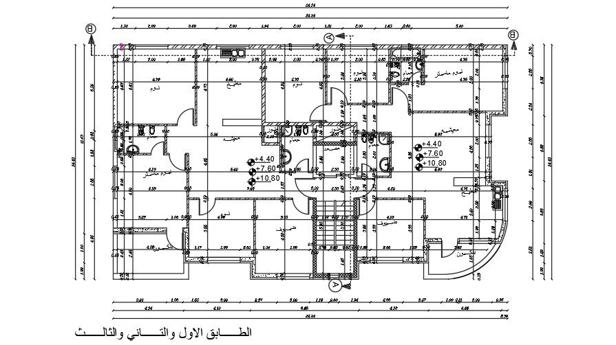 24x14 Meter Apartment Centerline Plan AutoCAD Layout