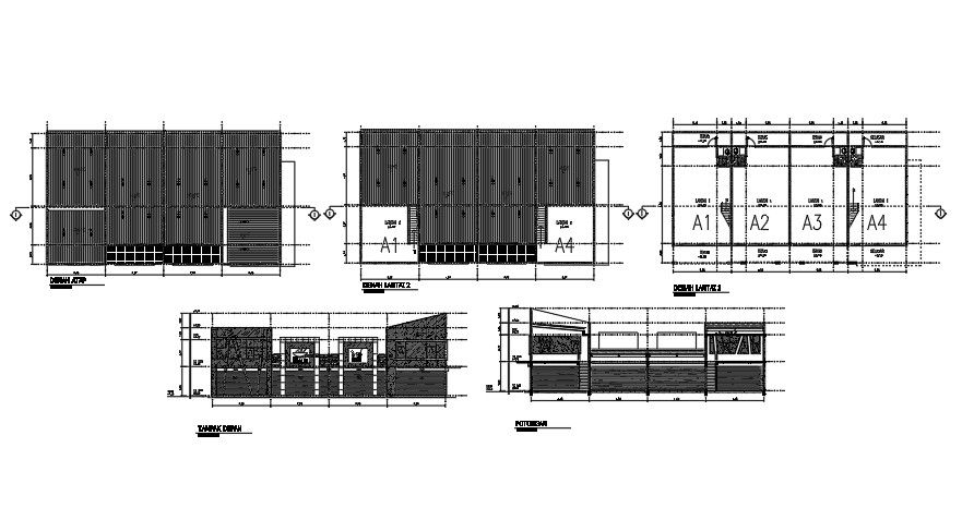 24x14m cafeteria floor plan & elevation view