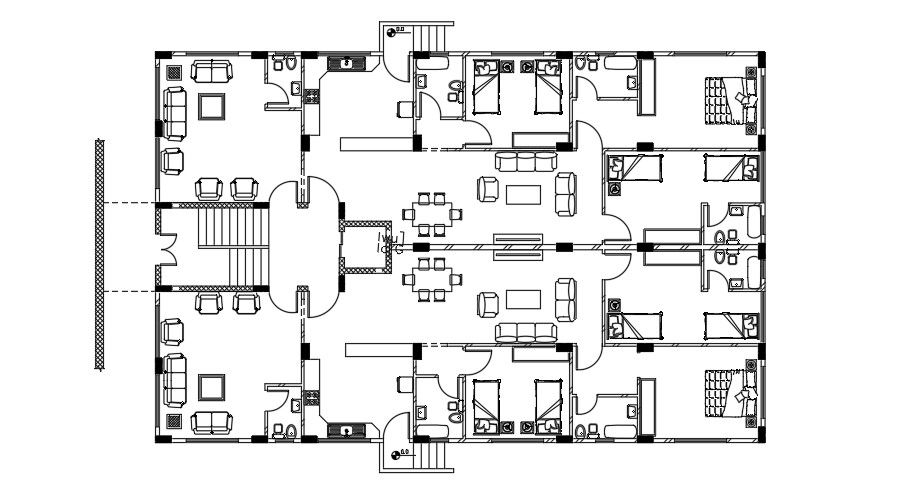 24x15m house plan furniture’s drawing