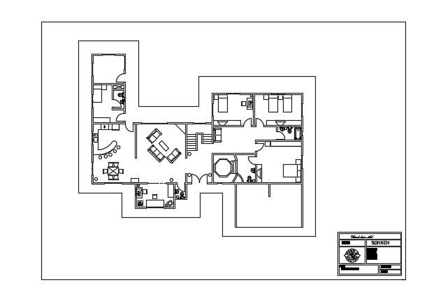 24x17m architecture 4bhk home plan cad model