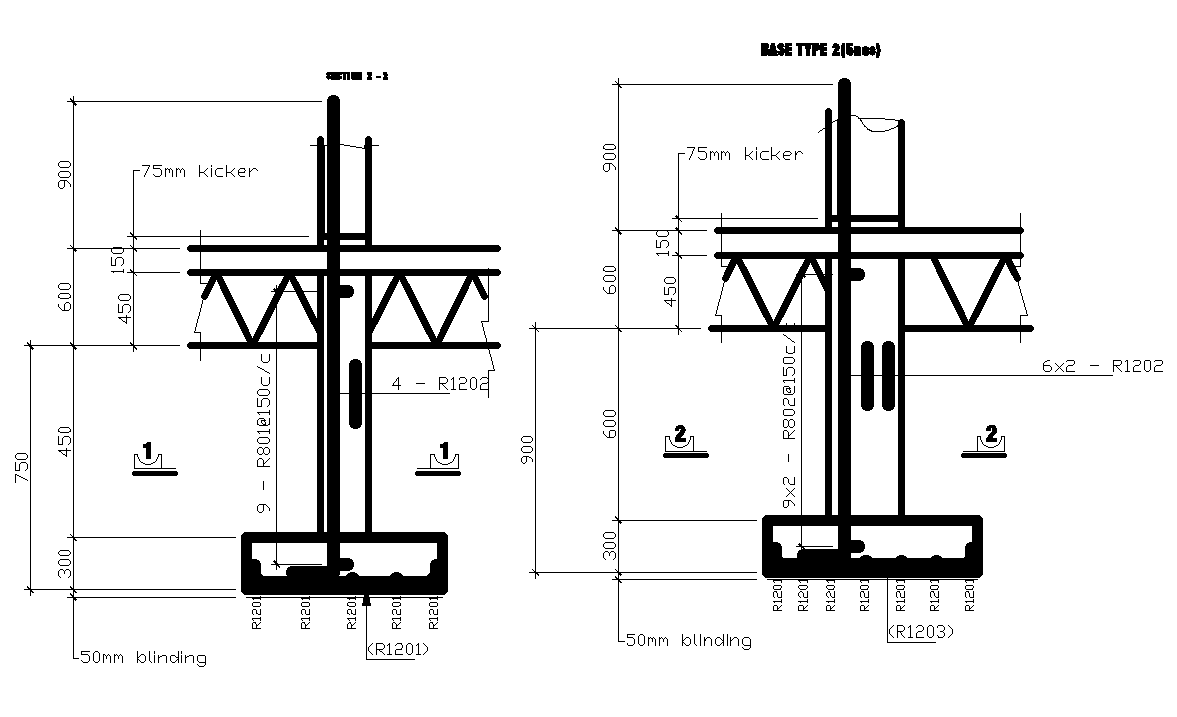 24x25m house plan of column base is given in this Autocad drawing file. Download now.
