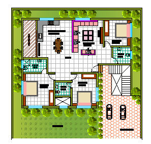 2500 Sqft House Plan Drawing Download DWG CAD FIle.