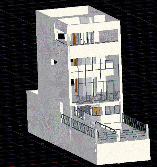 Maison Verre 3D CAD Drawing File in DWG Format of Architectural Design