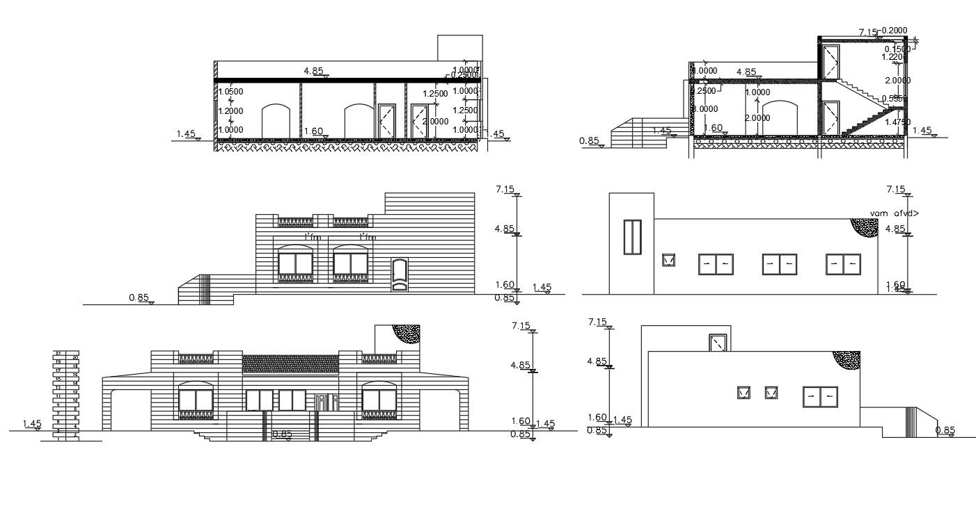 250 Square Yards House Building Drawing DWG File