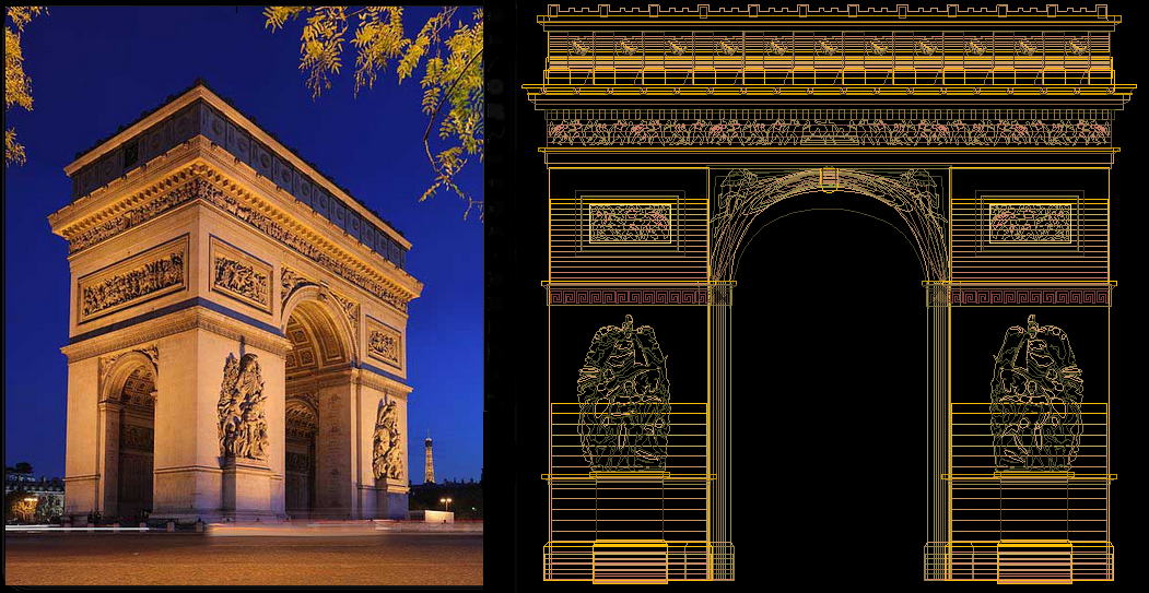 Arc de Triomphe DWG Design with 2D Architectural Layout Plans