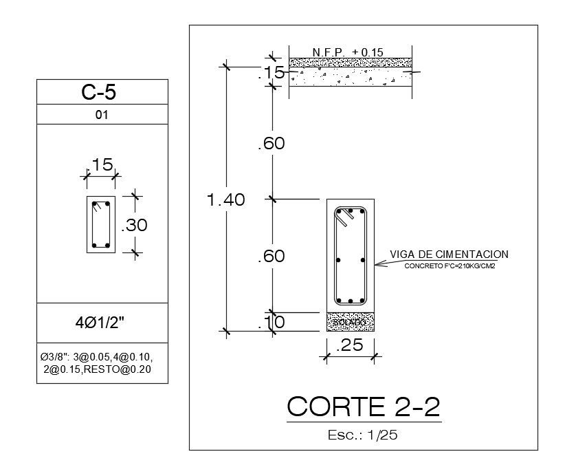 250x600m column section view has been given in this Autocad drawing file. Download now.