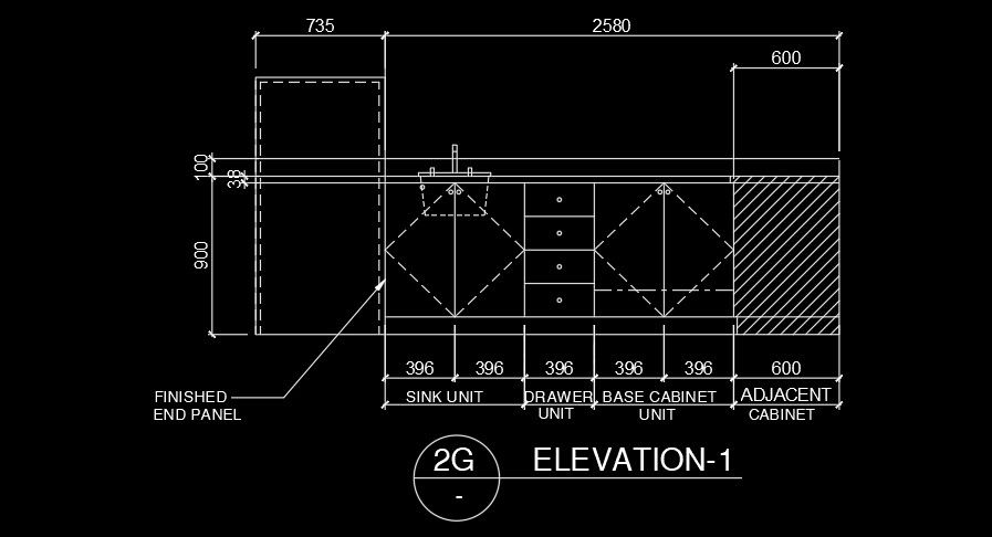 Interior Cabinet Elevation 2580mm AutoCAD DWG Layout