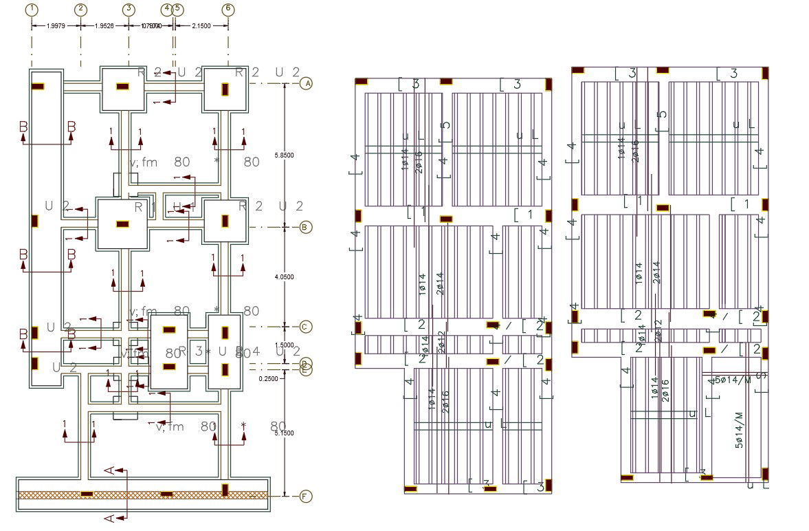 25 By 55 Feet House Column Footing And Slab Bar Design