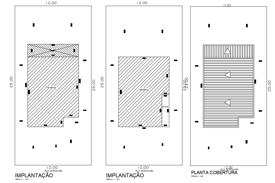 25X12 Meter House Town Plan CAD Drawing Download DWG File