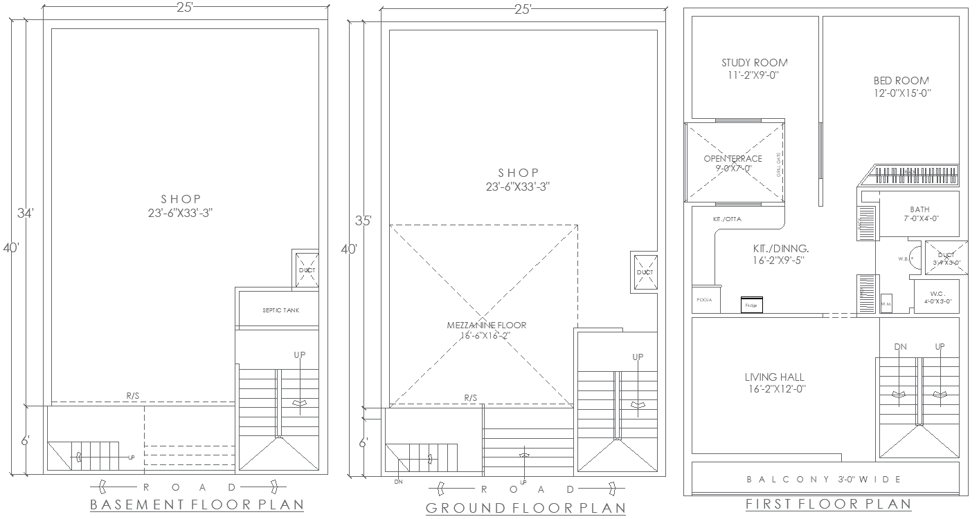 AutoCAD 25ftx40ft Shop and House Plan Layout DWG Format