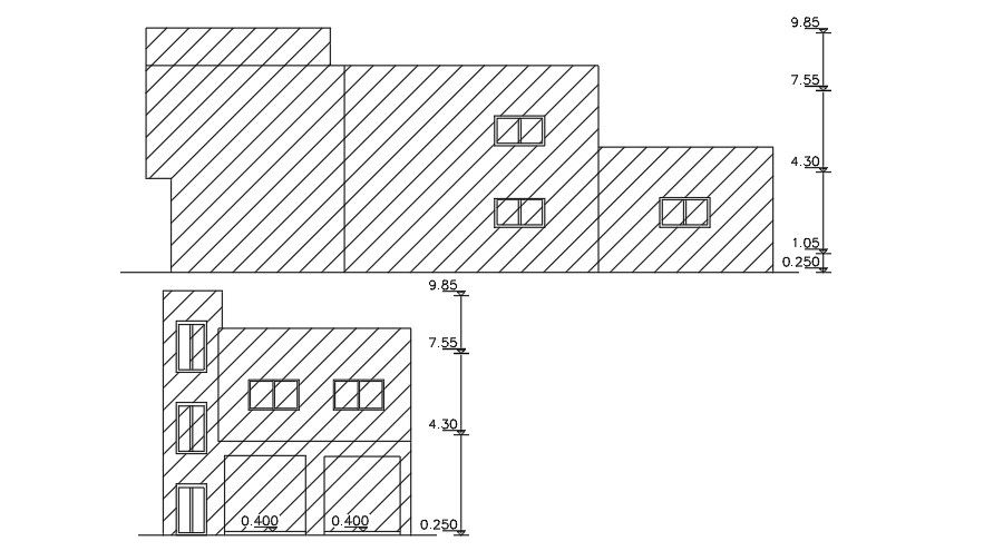 25x10m house building elevation view
