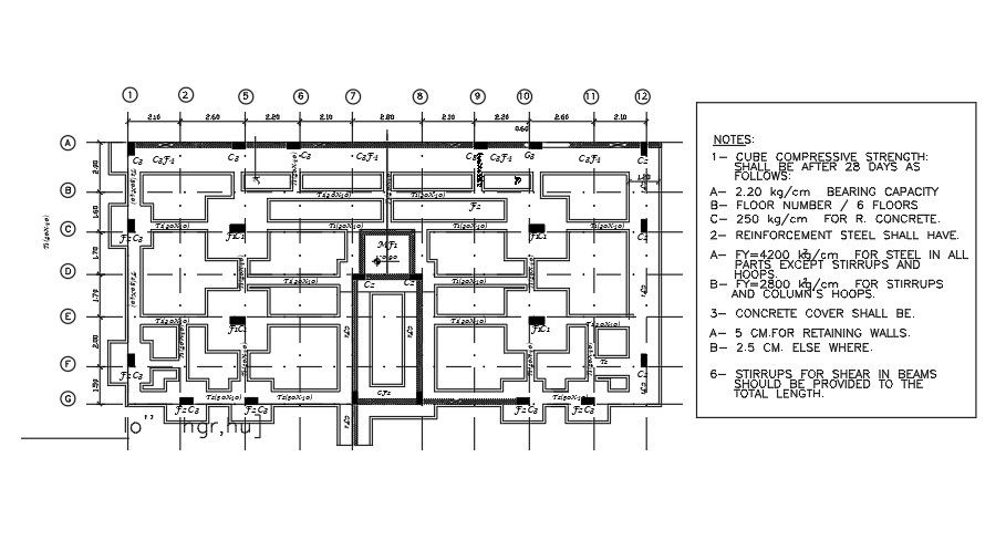 25x10m house plan of the structural elements drawing and loading details