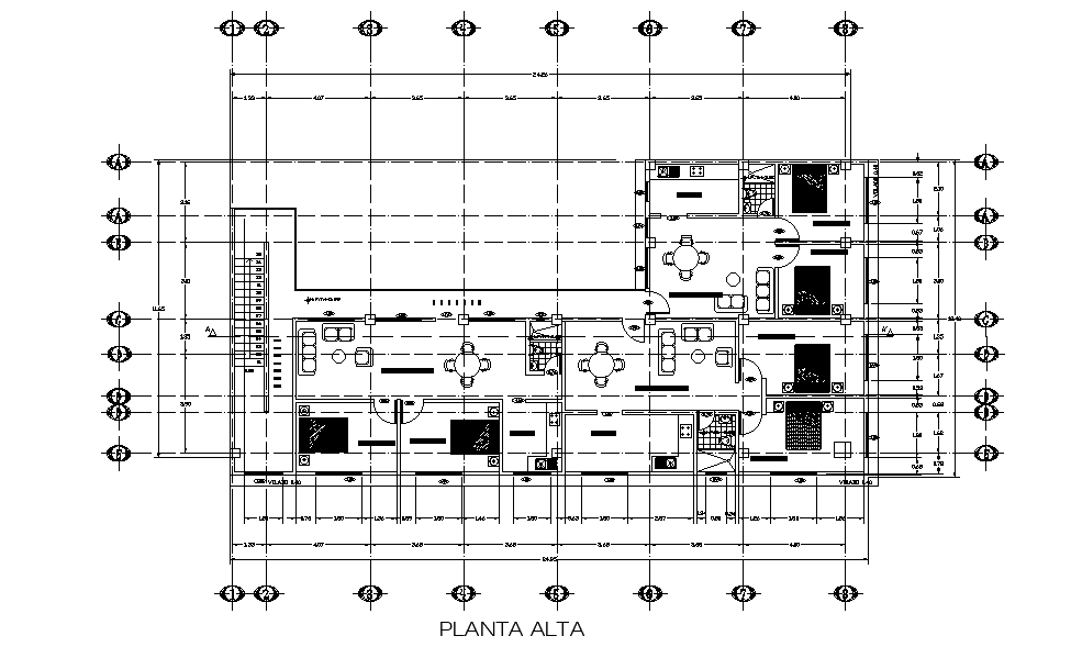 25x11m house plan is given in this Autocad drawing file. Download now.