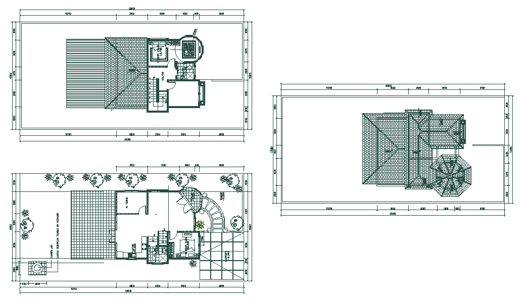 25x12 Meter 3 BHK House Layout CAD Drawing