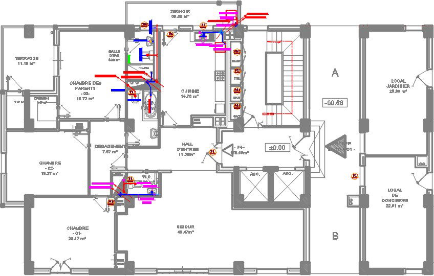 25x14m C block apartment floor plan architecture drawing