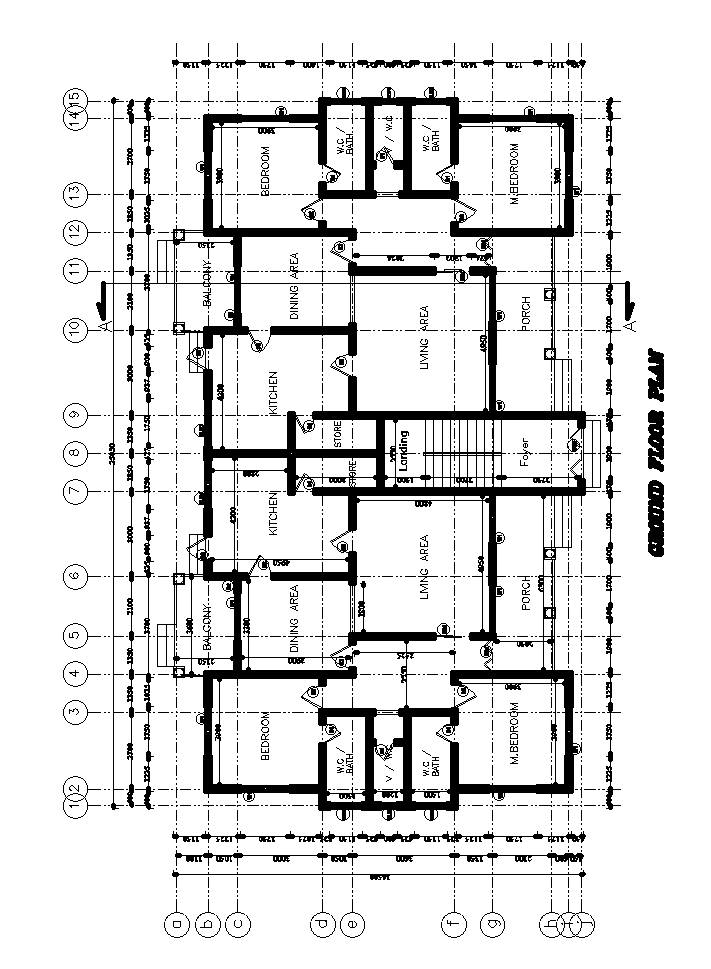 25x15m ground floor plan of residential building is given in this Autocad drawing model. Download now.