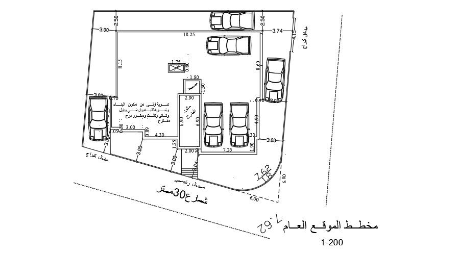 25x18 Meter 4 BHK Apartment Parking Plan AutoCAD File