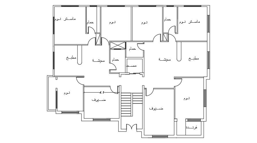 25x18 Meter 4 BHK Apartment Second Floor Plan AutoCAD File